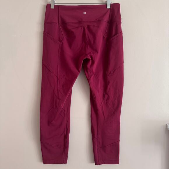 Lululemon All The Right Places Crop II Red Wine Burgundy Leggings Size 12 W6AMYS - Picture 1 of 4